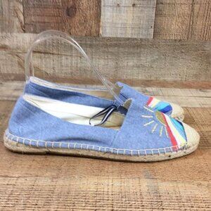 Joules Espadrilles Womens 8 Chambray Rainbow Junior Shelbury Alpargata Flats